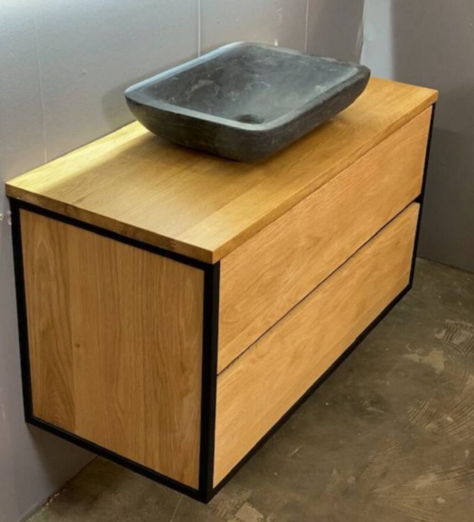 EIKEN BADKAMERMEUBEL BARCELONA EIKEN TOPBLAD (100cm, 2 laden)