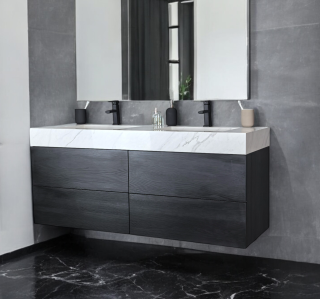 Marble Look Wastafel & Melamine Badkamermeubel